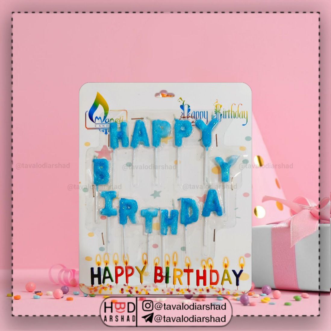 شمع هپی اکلیلی  آبی